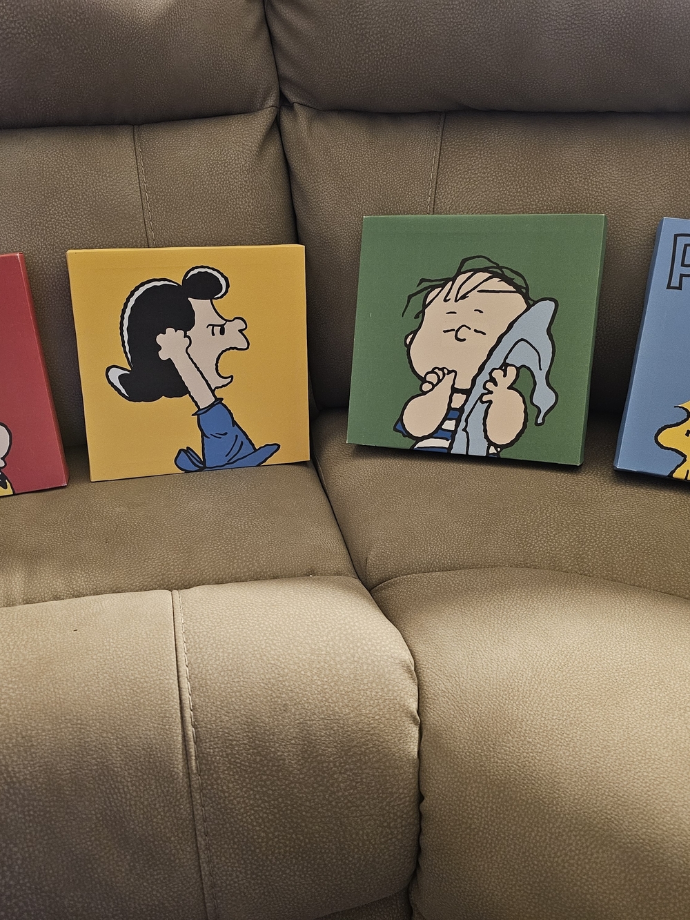 Peanuts Cartoon Wall Art Panels - Yellow & Green Characters